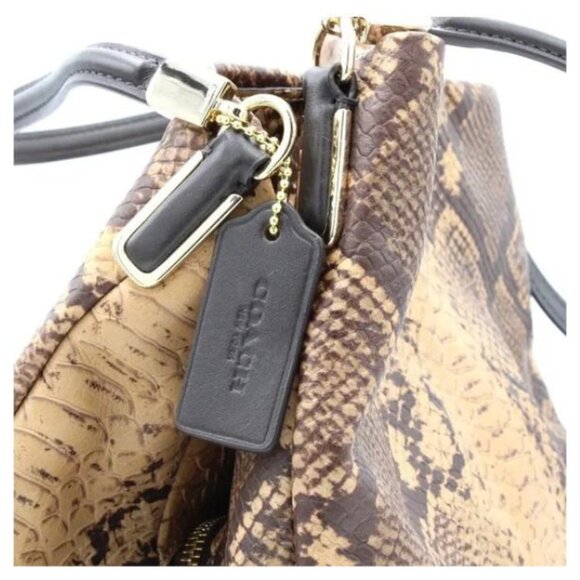 Coach Brown Exotic Snakeskin Triple Compartment Large Phoebe Shoulder Bag - Picture 6 of 10